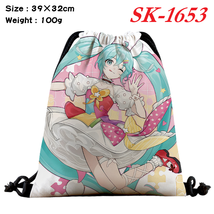 初音未来周边全彩束口袋学生束口双肩背包抽绳背包收纳袋SK-1653_